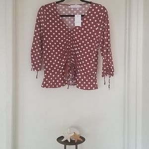 NWT! ELODIE POLKA DOT BLOUSE